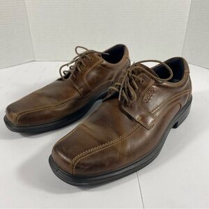 Ecco Mens Brown Leather Bicycle Toe Lace Up Comfort Walking Dress Shoes Sz US 11